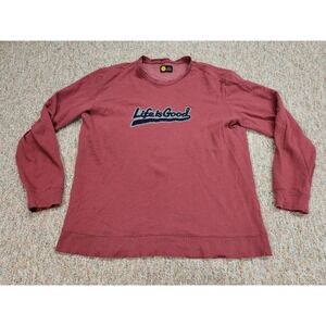 Life Is‎ Good Sweater Mens XL Light Red Classic Fit Crew Neck Sweatshirt Logo
